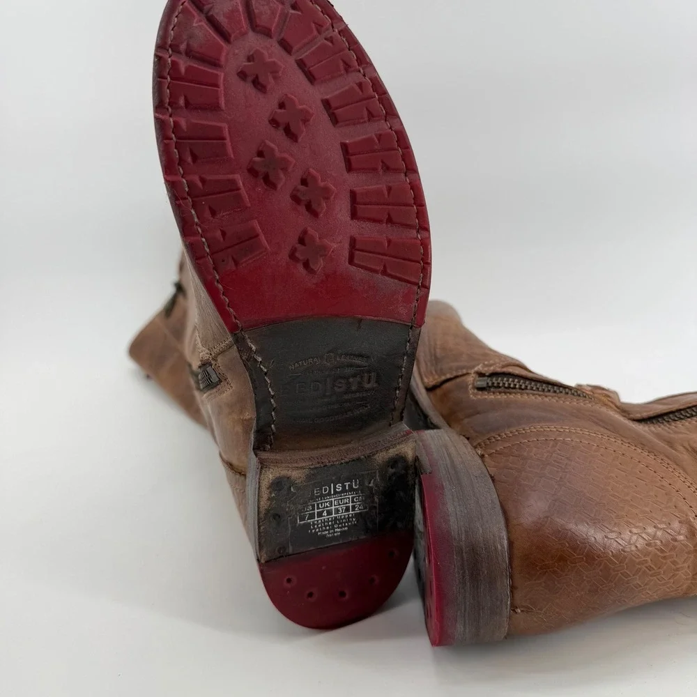 Bed‎ Stu Cobbler Series Distressed Riding Boots Womens 7 Brown Leather Tall